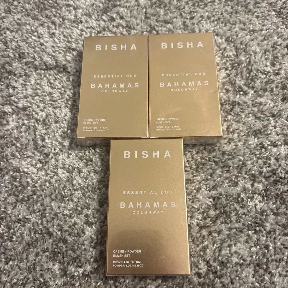 LOT OF 3 Bisha Essential Duo Blush Set Bahamas Colorway Crème & Powder 12g NEW